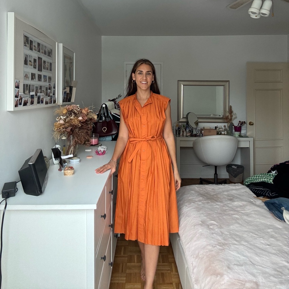 Orange Sleeveless Midi Dress